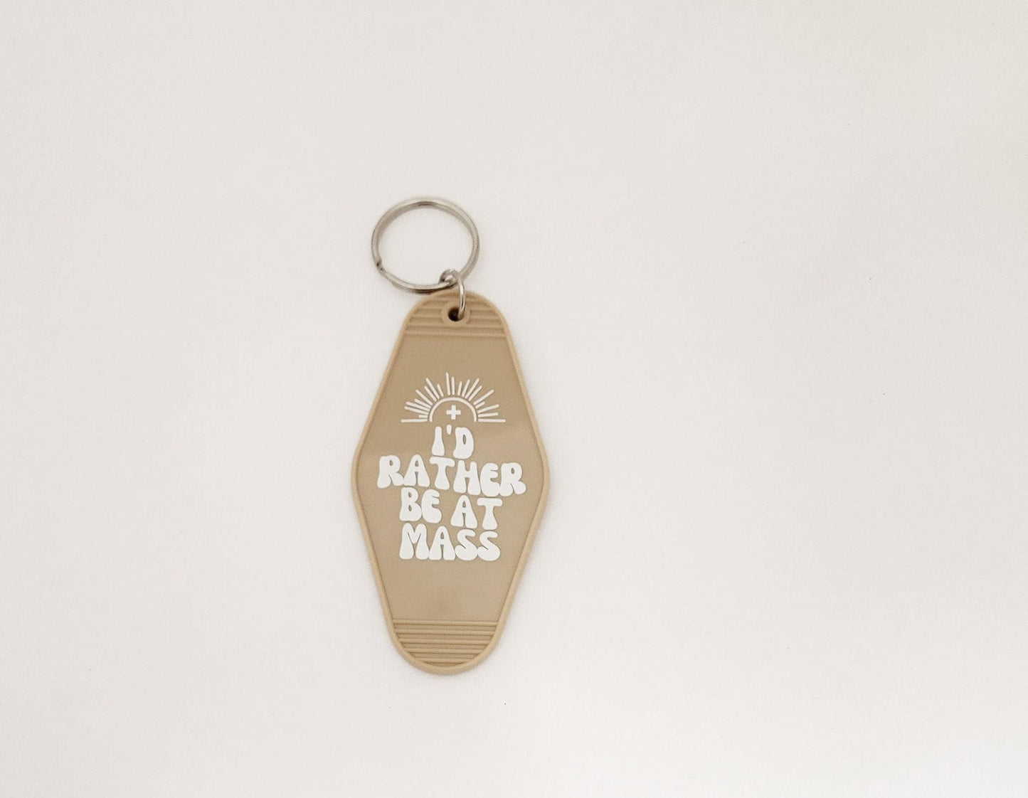 I'd Rather Be at Mass Catholic Retro Key Chain