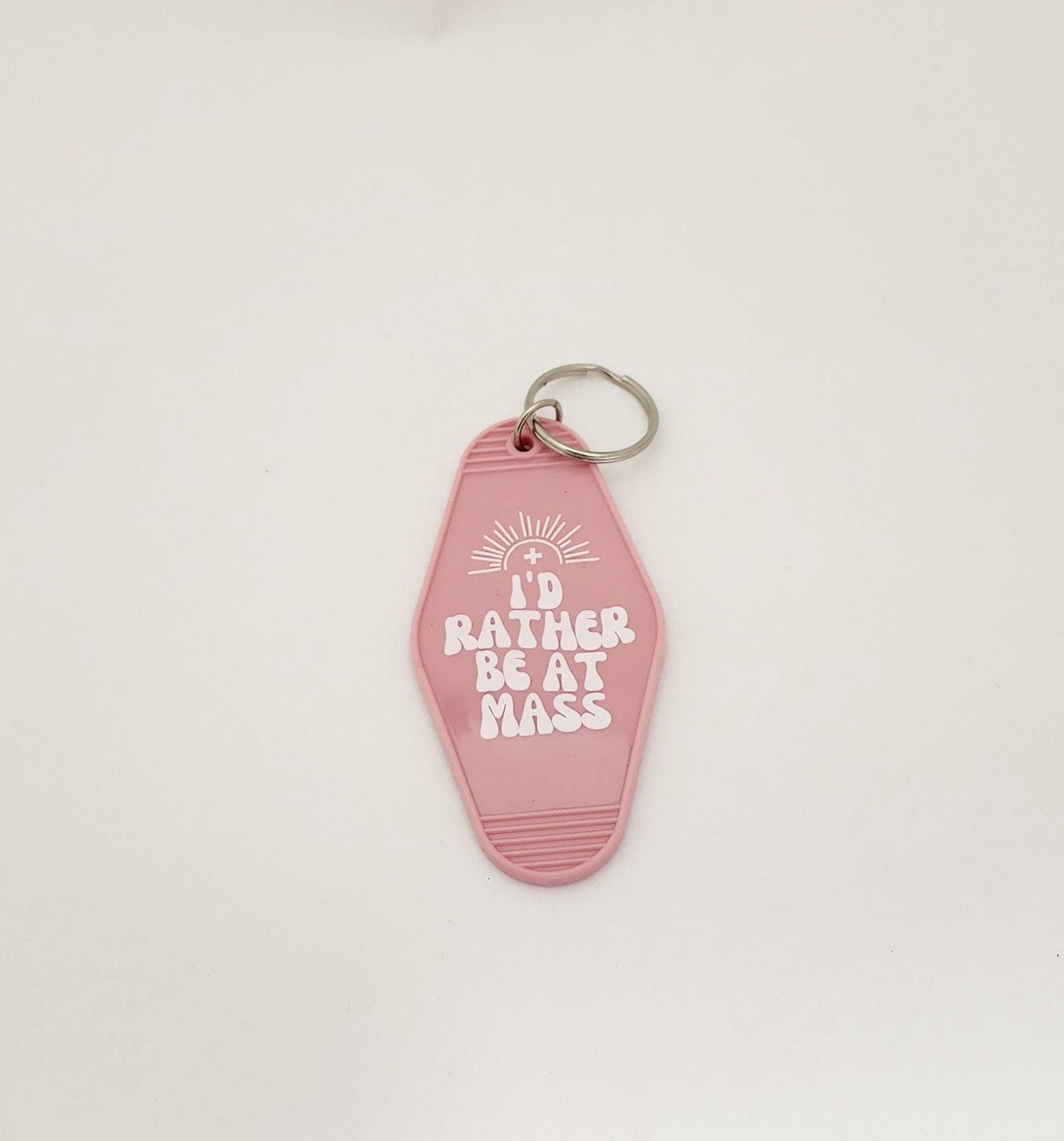 I'd Rather Be at Mass Catholic Retro Key Chain