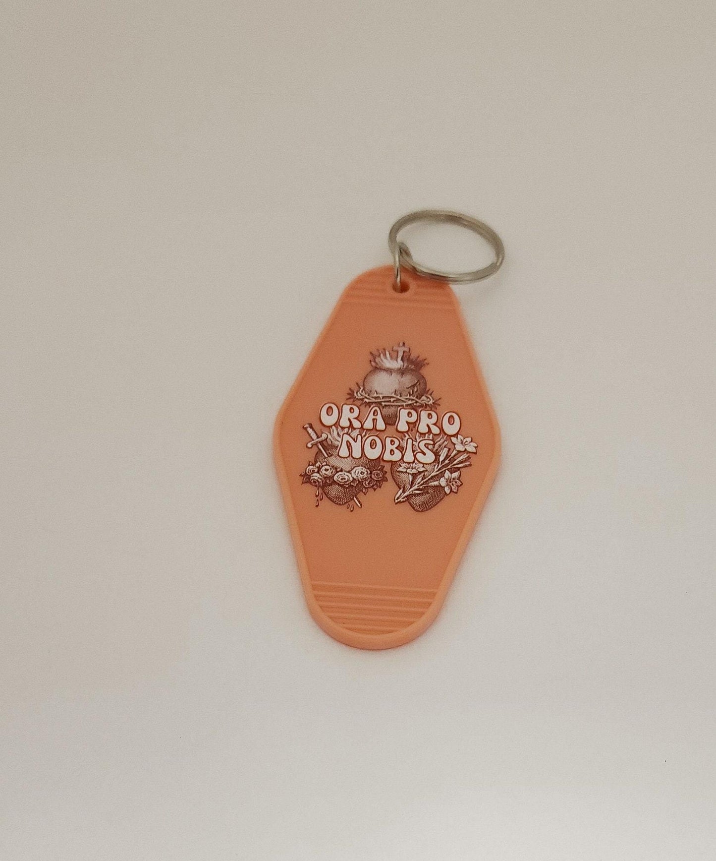 Catholic Holy Family Hearts Retro Motel Key Chain