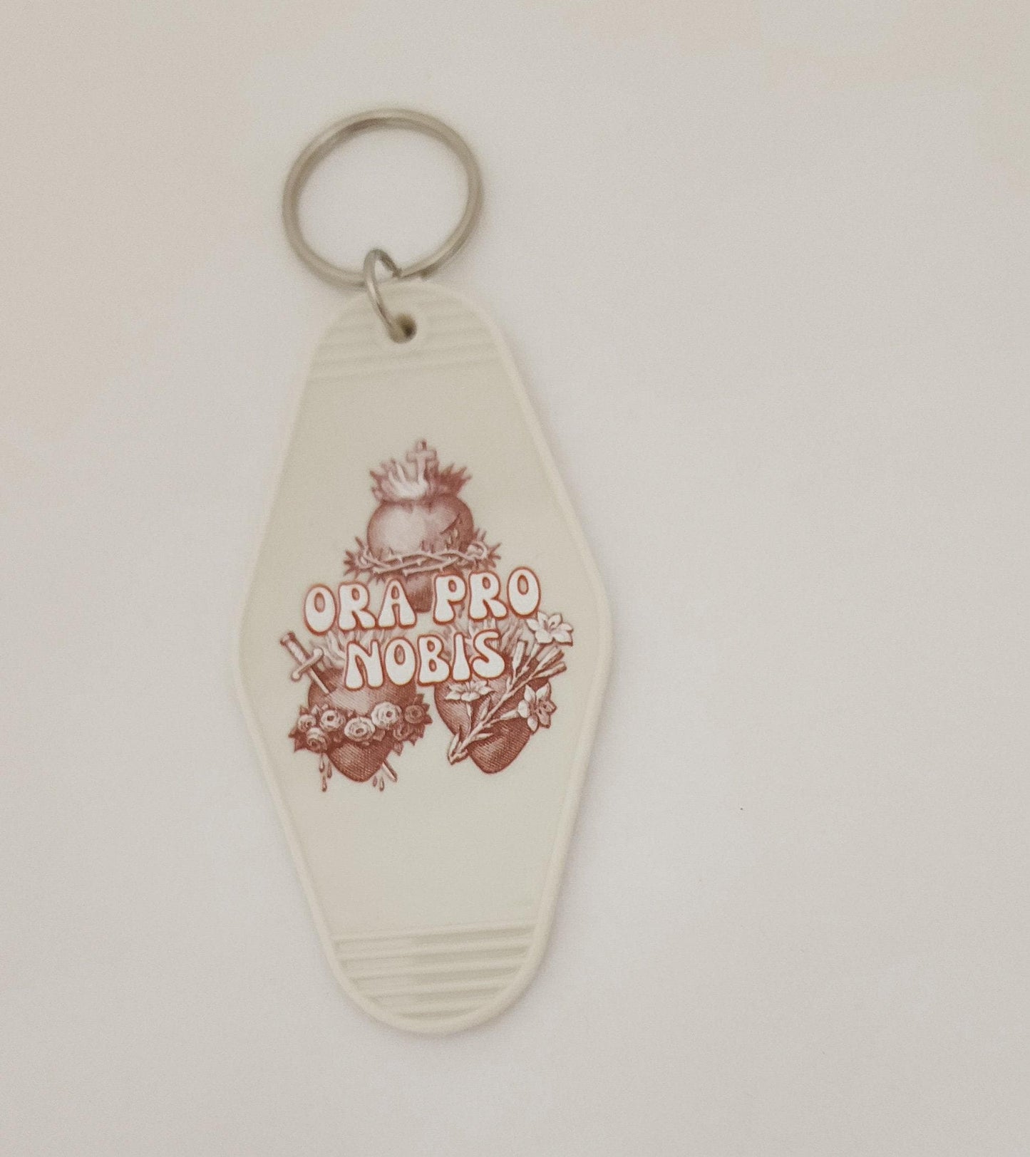 Catholic Holy Family Hearts Retro Motel Key Chain