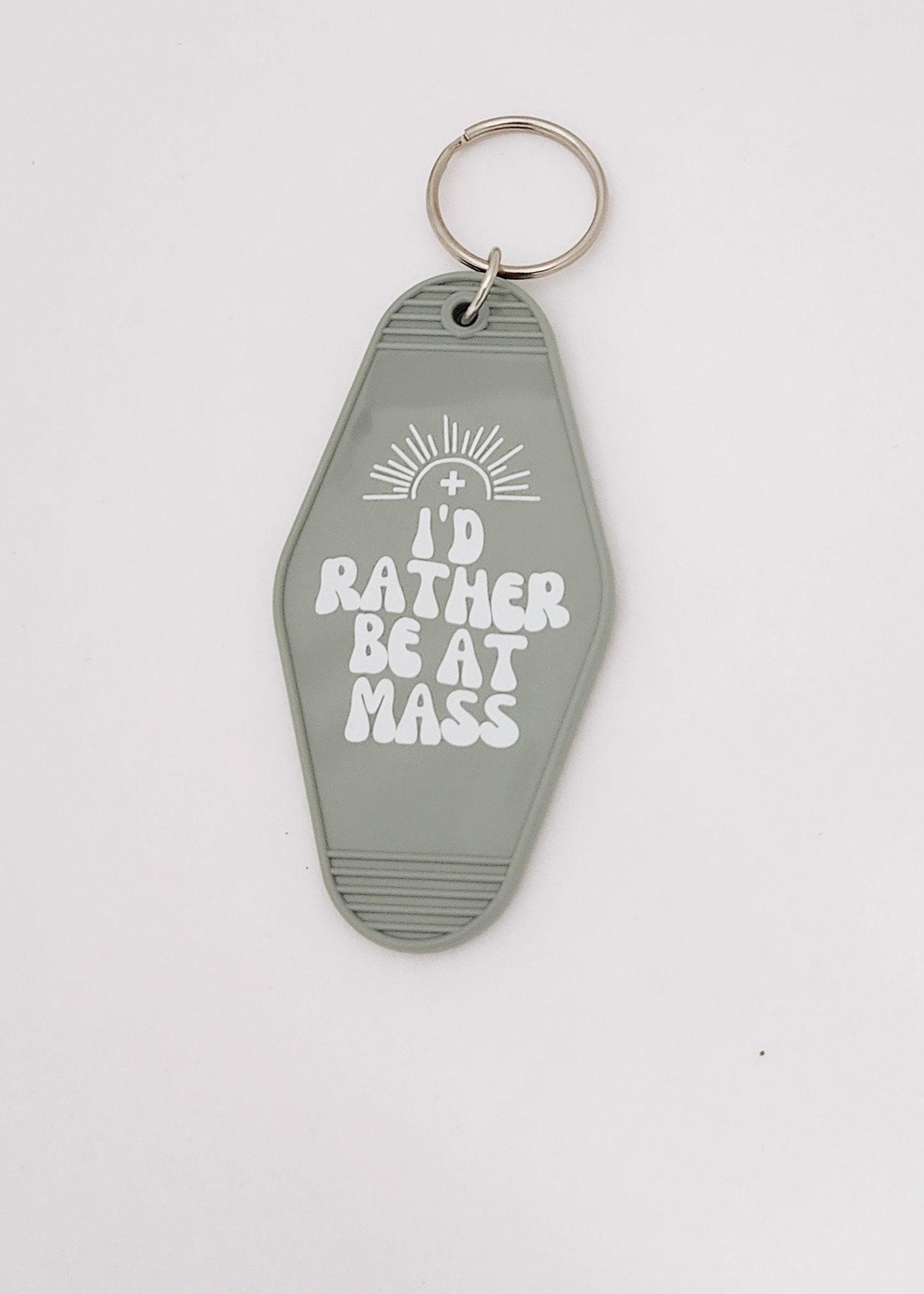 I'd Rather Be at Mass Catholic Retro Key Chain