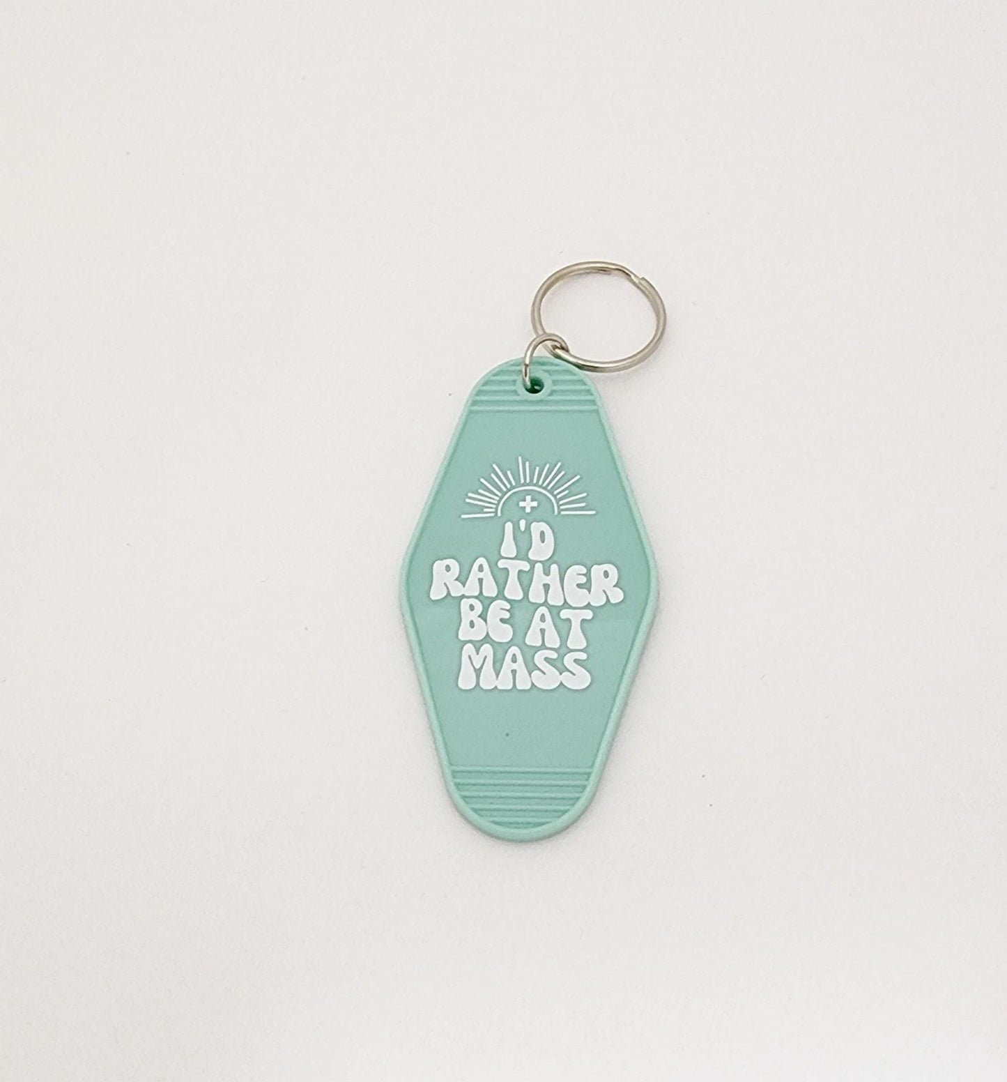 I'd Rather Be at Mass Catholic Retro Key Chain