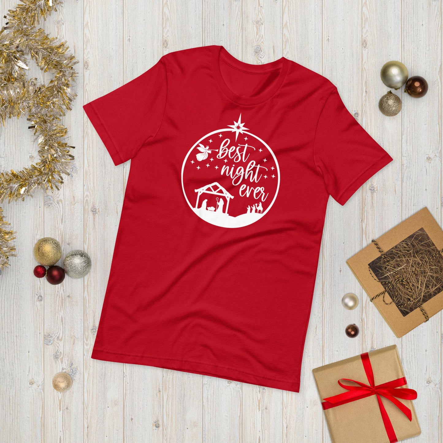 Best Night Ever Christmas Eve Family Pjs, Matching Christmas T-shirt for Adults & Children, Nativity Tee